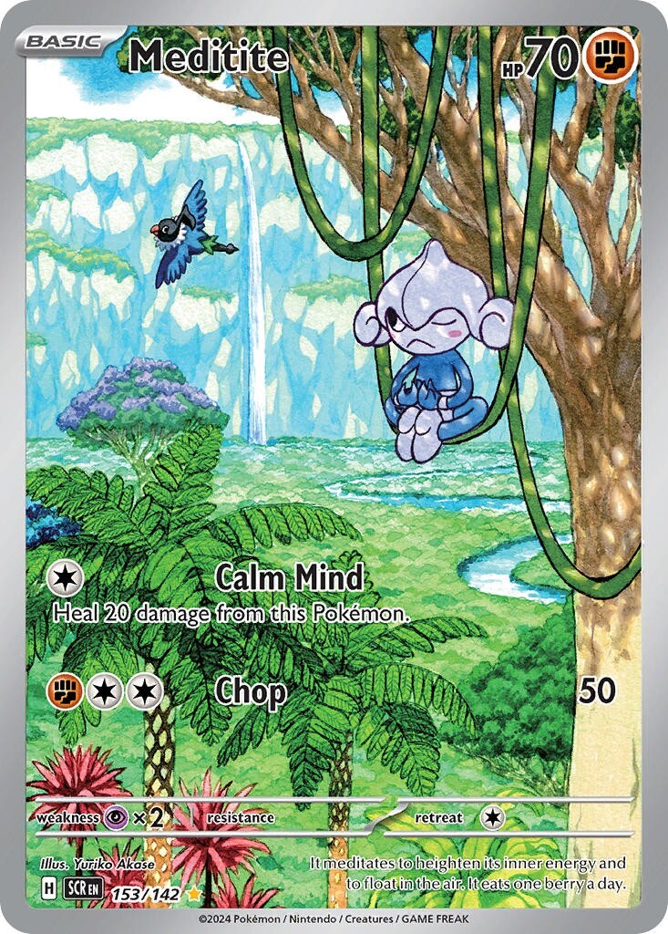 Meditite 153/142 S&V Stellar Crown Illustration Rare Pokemon Card NM
