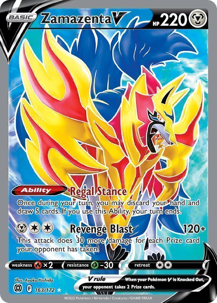 Zamazenta V 163/172 Brilliant Stars Full Art Pokemon Card Mint/NM