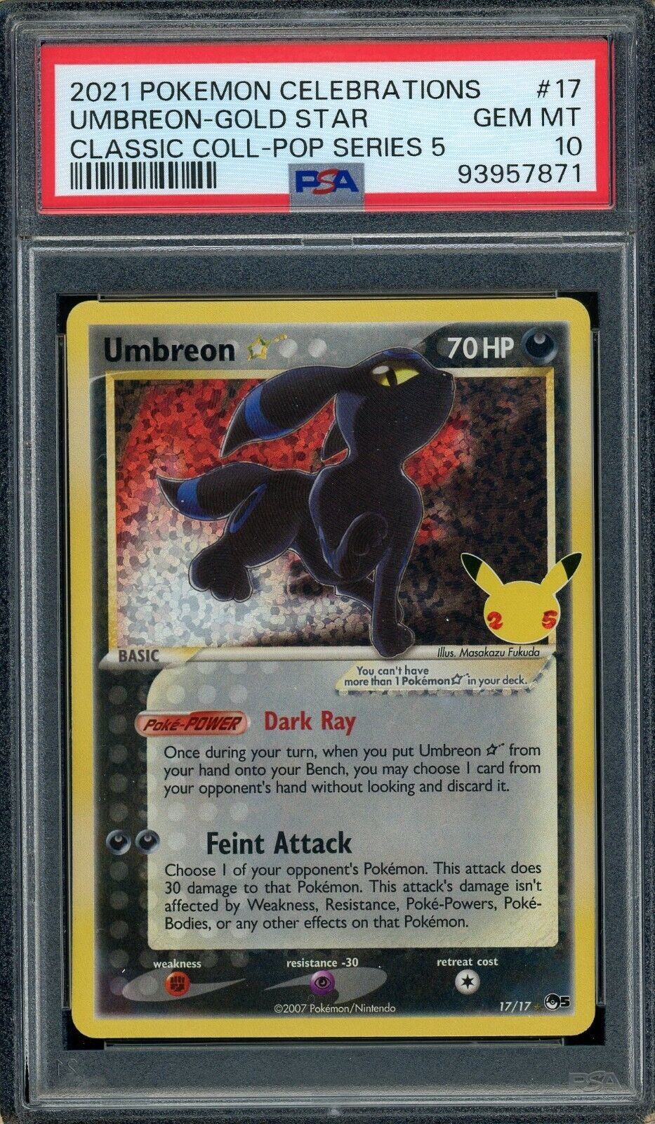 Umbreon 25th Anniversary 17/17 Secret Rare Celebrations PokePhD Umbreon 25th Anniversary 17/17 Secret Rare Celebrations PokePhD