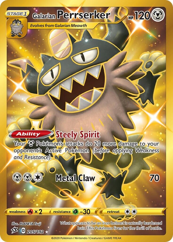 what pokemon set has 192 cards Galarian Perrserker 205/192 Secret Rare Rebel Clash – PokePhD