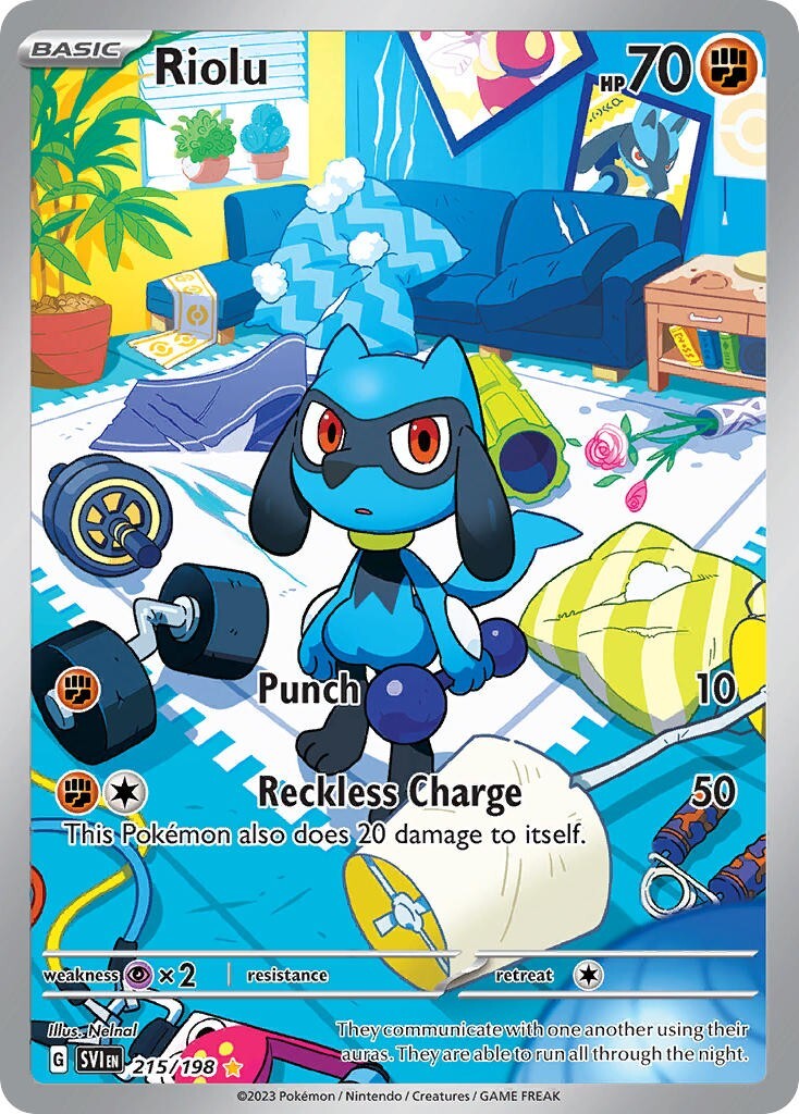 Riolu 215/198 Scarlet & Violet Base Illustration Rare Pokemon Card NM
