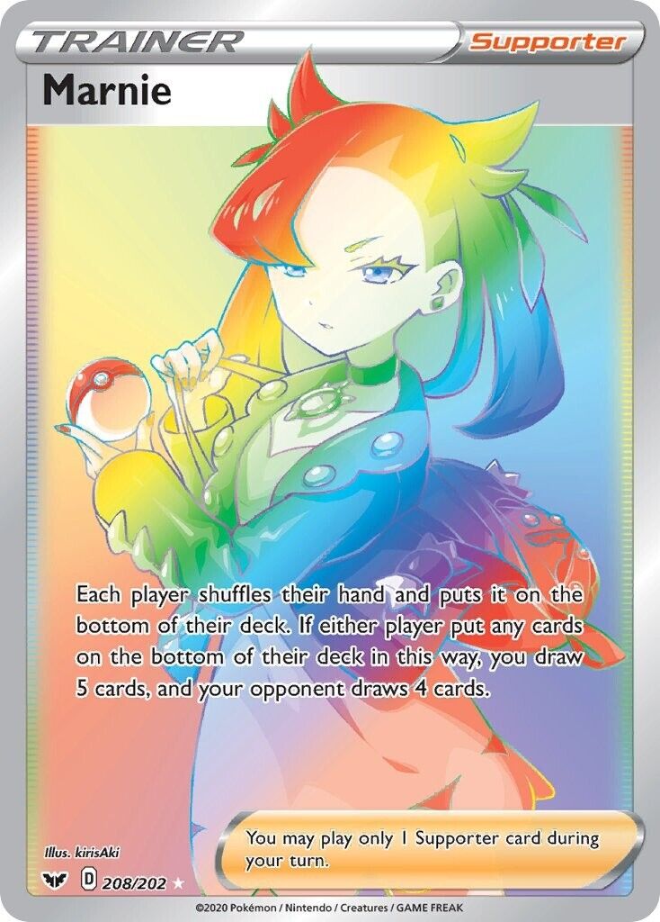 Marnie 208/202 Sword & Shield Base Secret Rare Trainer Pokemon Card Mint/NM
