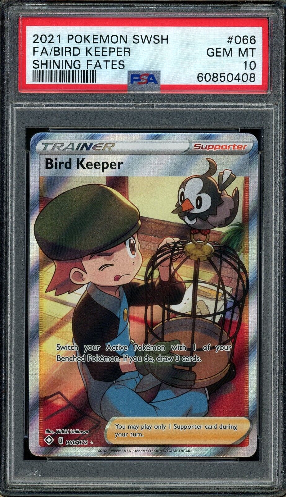 Bird Keeper 066/072 Shining Fates Full Art Trainer PSA 10 Pokemon Card