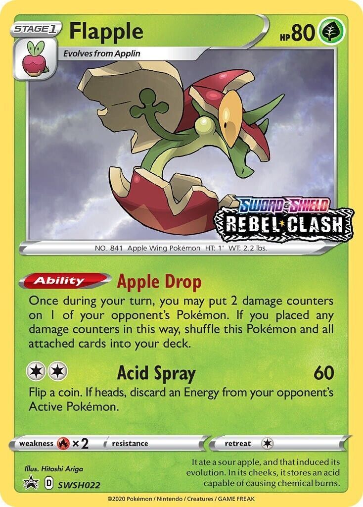 Flapple SWSH022 Rebel Clash Prerelease Black Star Promo Pokemon Card Mint/NM