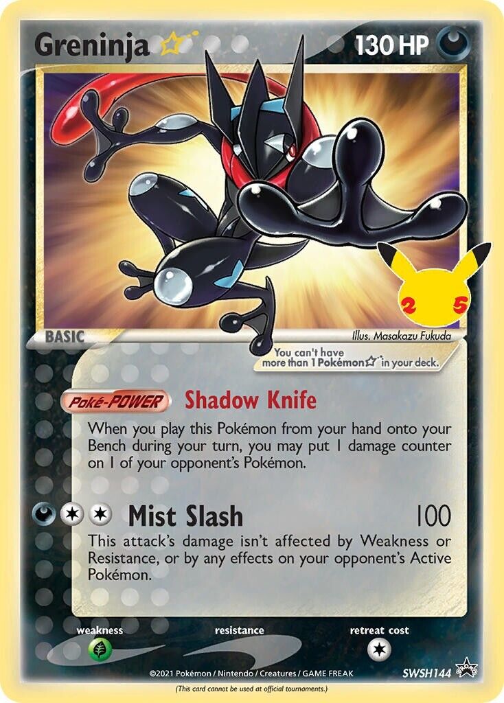 Greninja SWSH144 Celebrations Gold Star Black Star Promo Pokemon Card LP