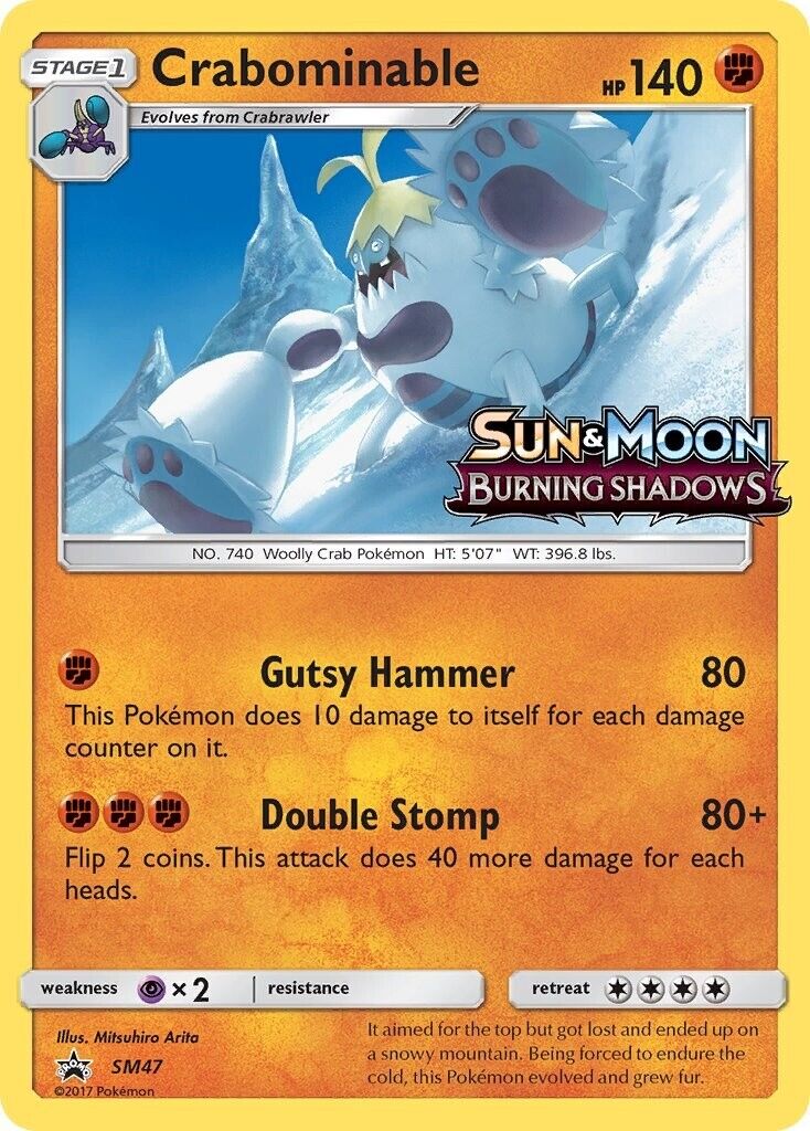 Crabominable SM47 Holo Burning Shadows Prerelease Promo Pokemon Card NM