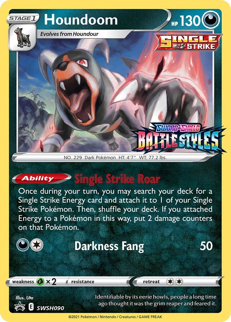 Houndoom SWSH090 Battle Styles Prerelease Black Star Promo Pokemon Card NM