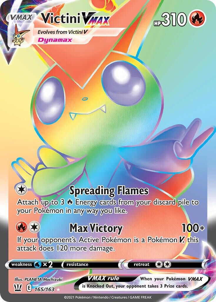 Victini VMAX 165/163 Battle Styles Secret Rare Pokemon Card NM