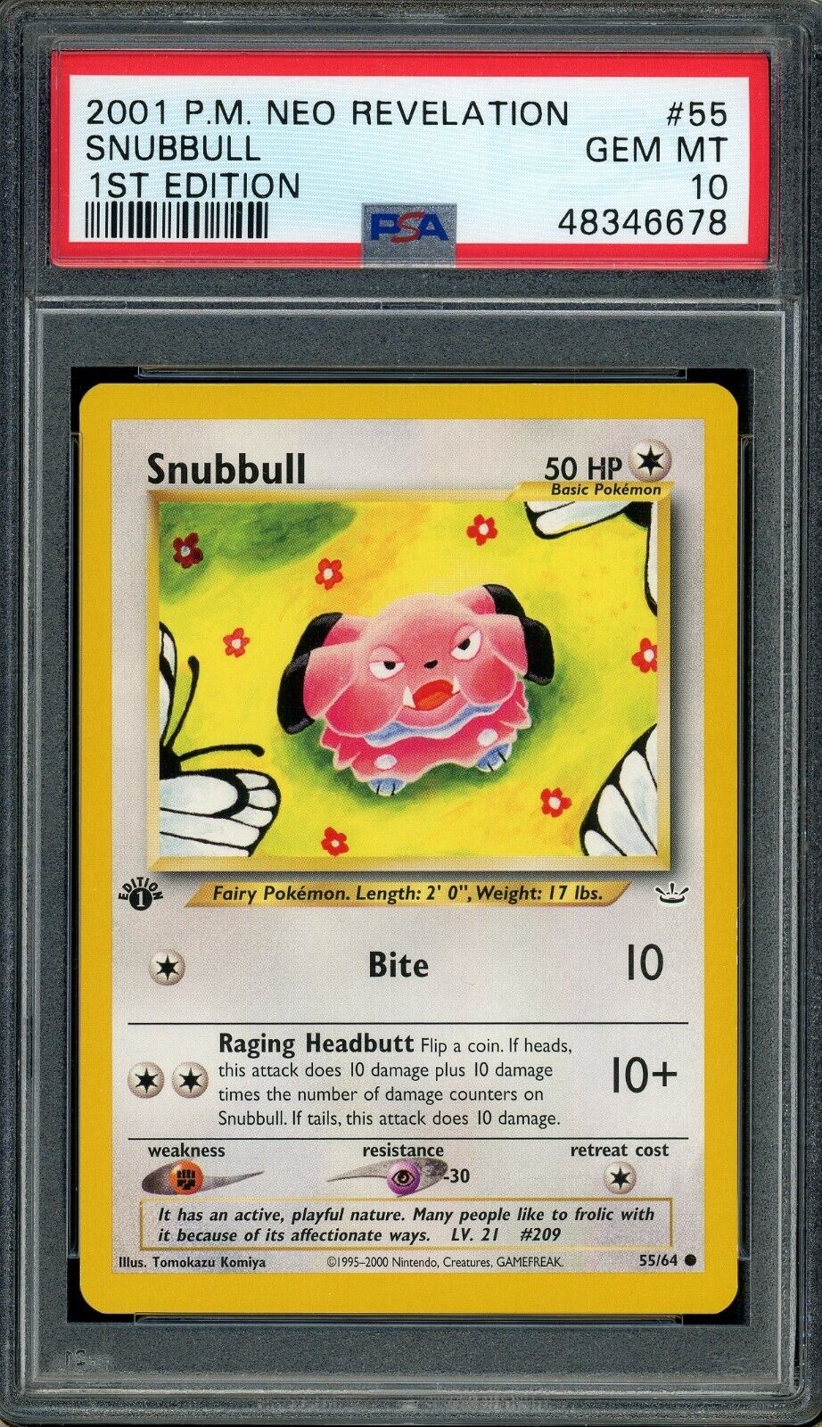 Snubbull 55/64 Neo Revelation 1st Edition PSA 10 Pokemon Card