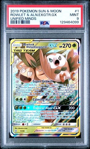 what pokemon set has 236 cards Rowlet & Alolan Exeggutor GX SM Tag Team 1/236 Unified Minds – PokePhD Certificate number:138768493 Set_Marvel's Spider-Man Pokémon : Target