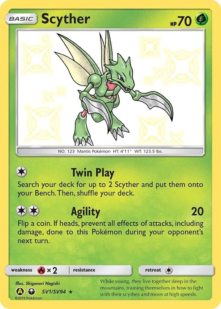 Scyther SV1/SV94 Hidden Fates Shiny Vault Holo Rare Pokemon Card Mint/NM