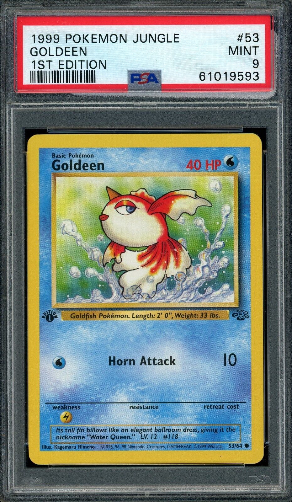Goldeen 53/64 Jungle 1st Edition PSA 9 Pokemon Card WOTC