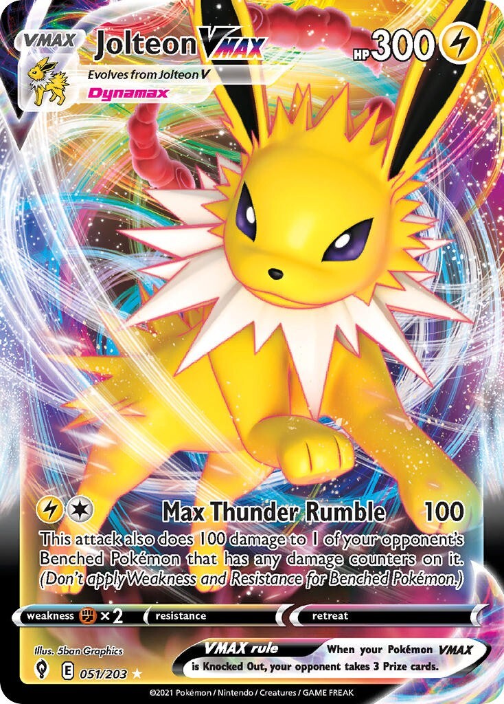 Jolteon VMAX 051/203 Evolving Skies Full Art Pokemon Card Mint/NM