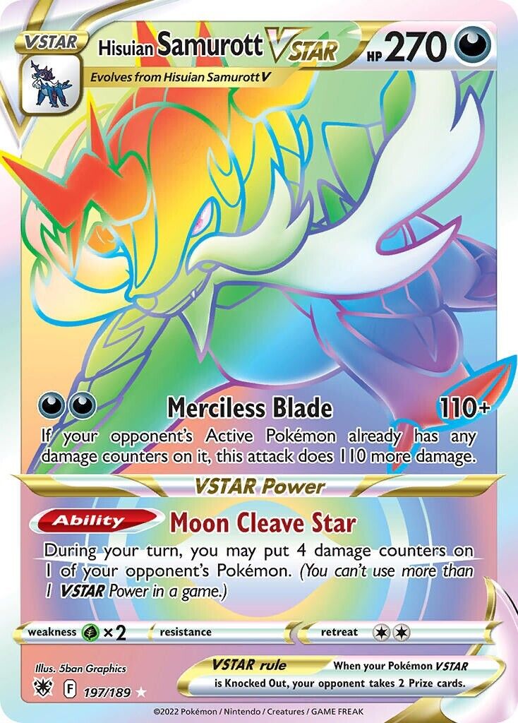 Hisuian Samurott VSTAR 197/189 Astral Radiance Secret Rare Pokemon Card Mint/NM