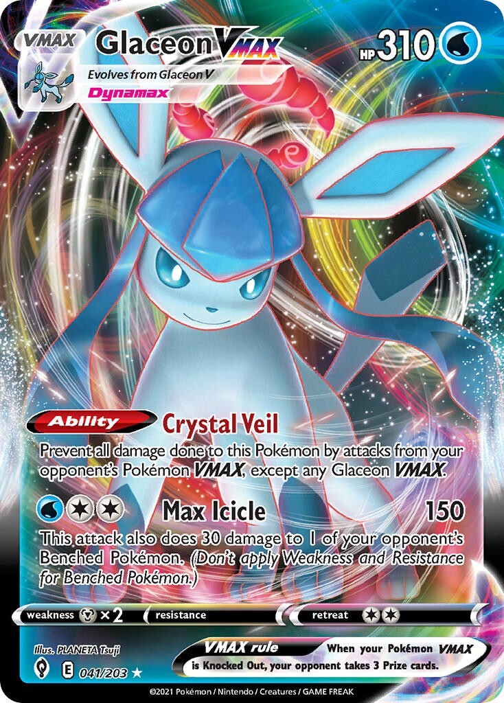 Glaceon VMAX 041/203 Evolving Skies Full Art Pokemon Card Mint/NM