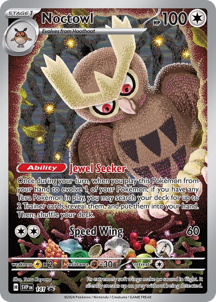 Noctowl SVP141 Illustration Rare Stellar Crown Promo Pokemon Card NM