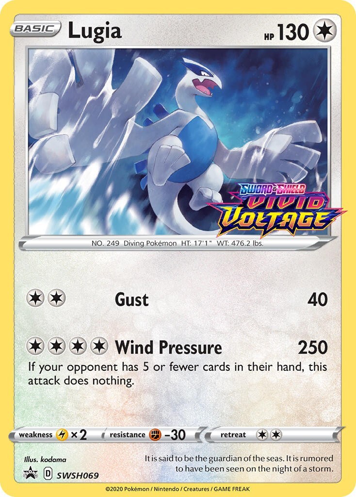 Lugia SWSH069 Vivid Voltage Prerelease Black Star Promo Pokemon Card NM