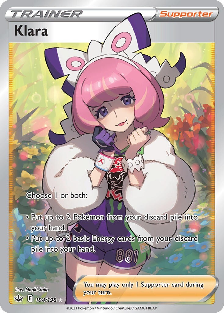 Klara 194/198 Chilling Reign Full Art Trainer Pokemon Card Mint/NM