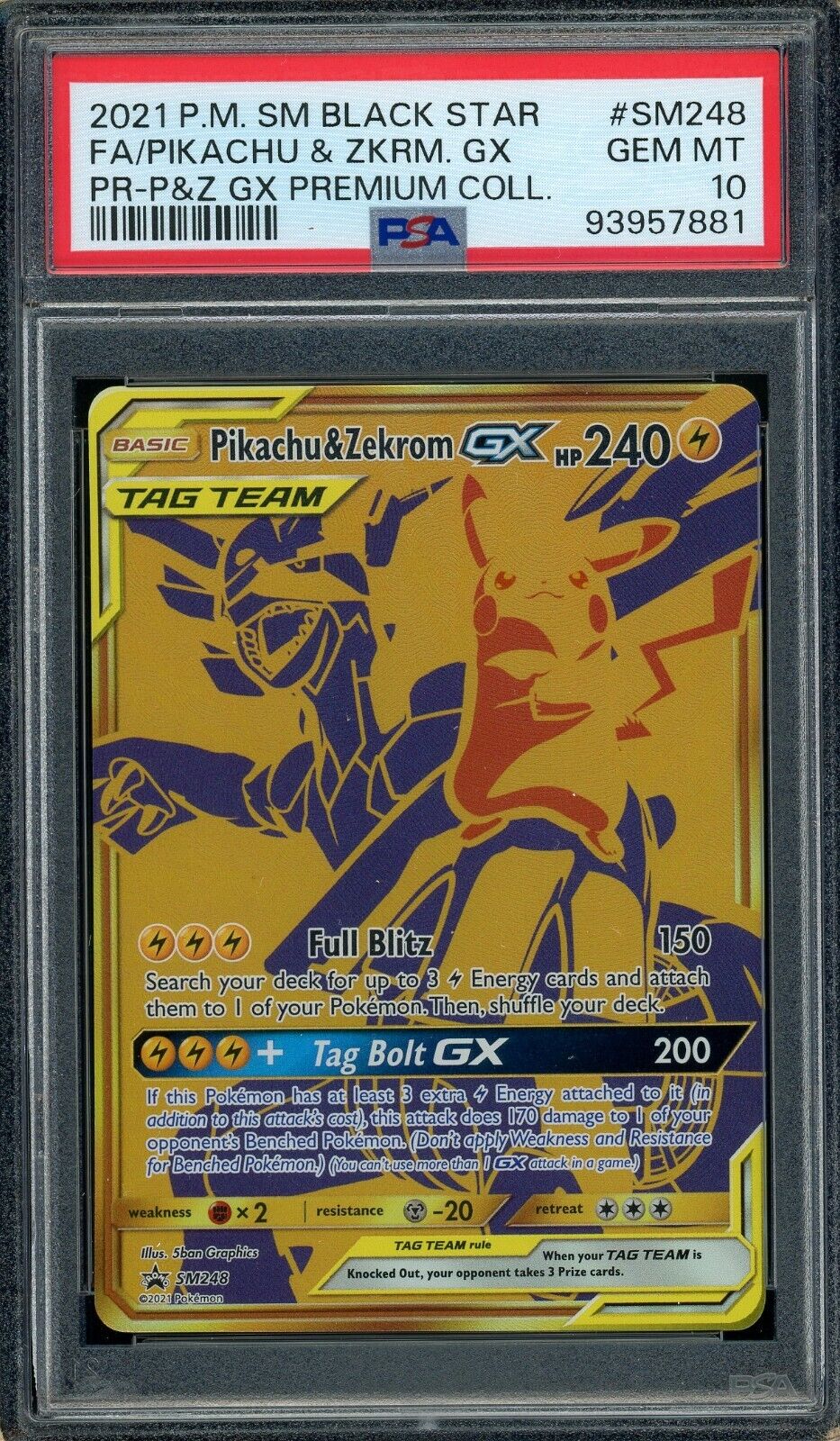 Pikachu & Zekrom GX SM248 Black Star Promo PSA 10 Pokemon Card