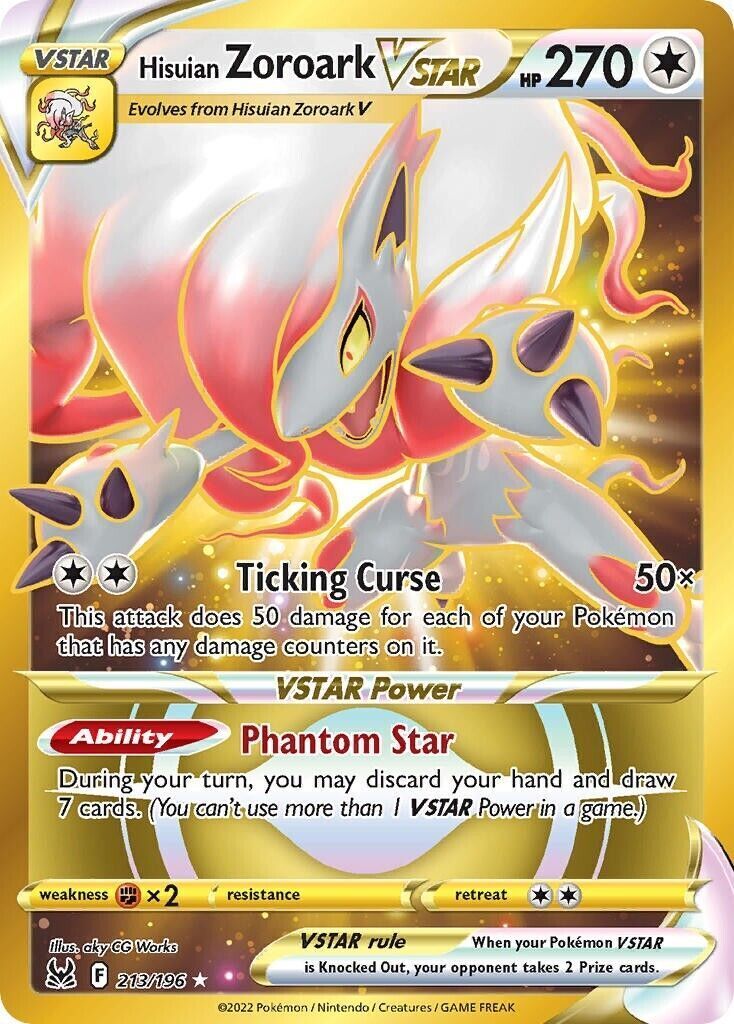 Hisuian Zoroark VSTAR 213/196 Lost Origin Secret Rare Pokemon Card Mint/NM