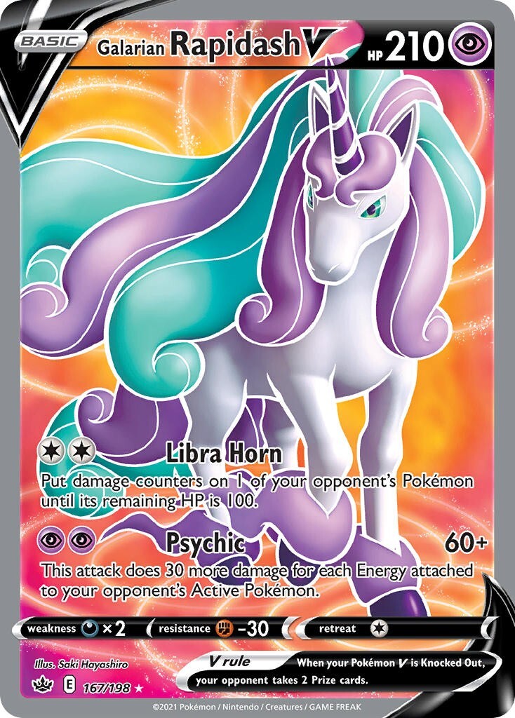 Galarian Rapidash V 167/198 Chilling Reign Full Art Pokemon Card Mint/NM