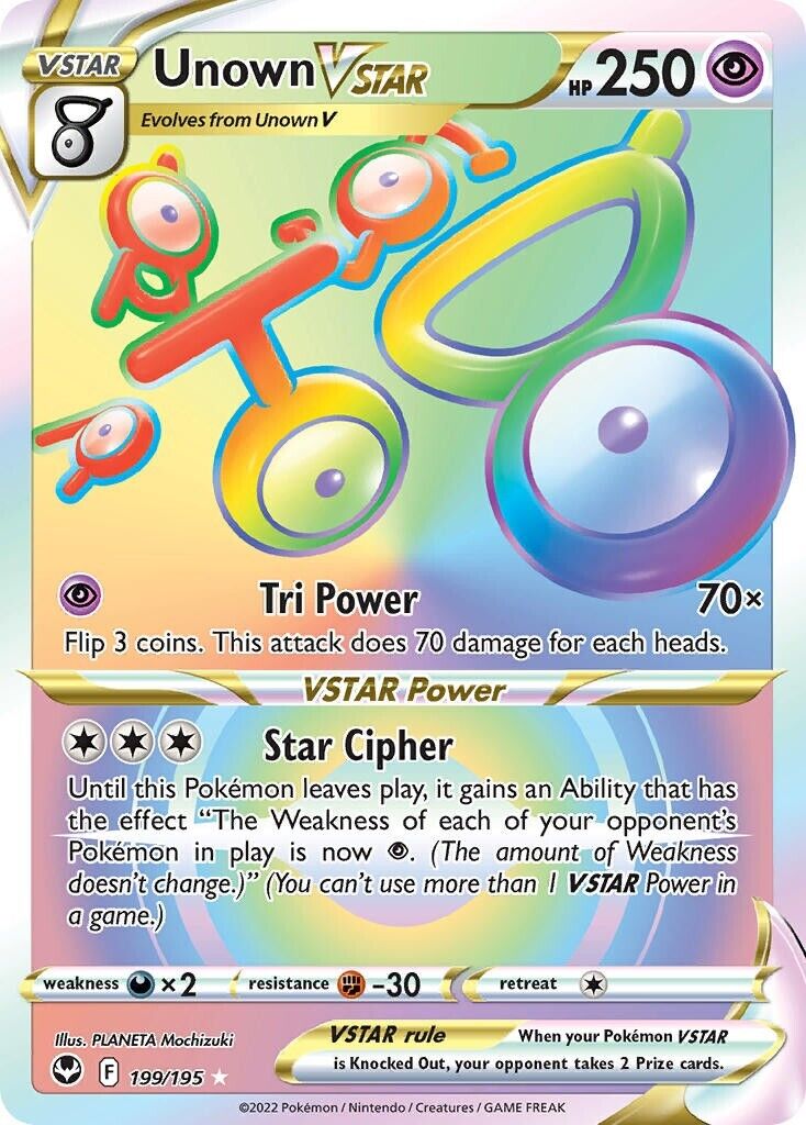 Unown VSTAR 199/195 Secret Rare Silver Tempest PokePhD Unown VSTAR 199/195 Secret Rare Silver Tempest PokePhD