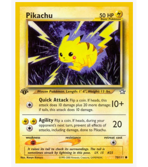 Pikachu 70/111 Neo Genesis Unlimited Pokemon Card WOTC LP