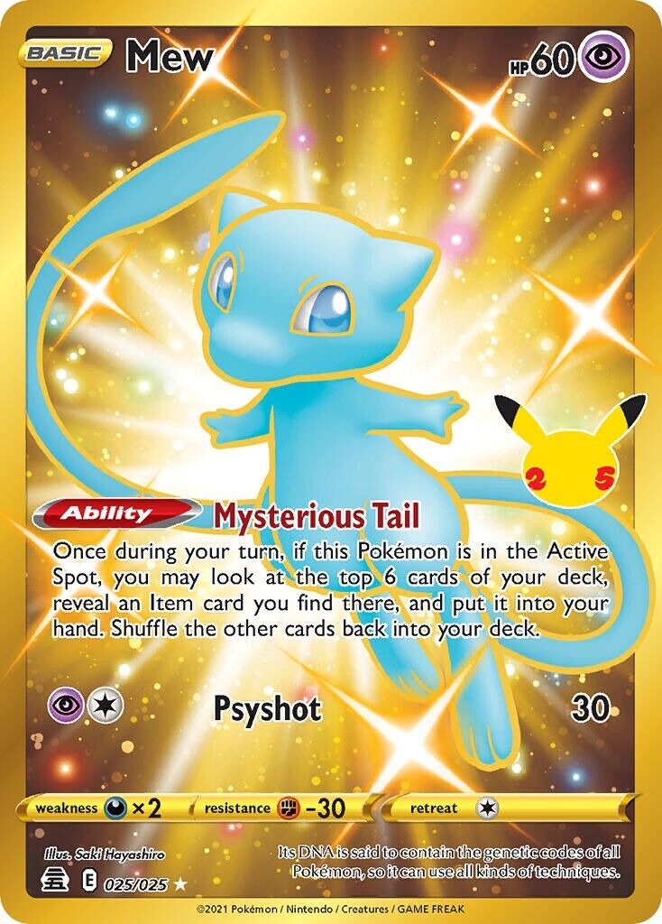Mew 025/025 Celebrations 25th Anniversary Secret Rare Pokemon Card Mint/NM