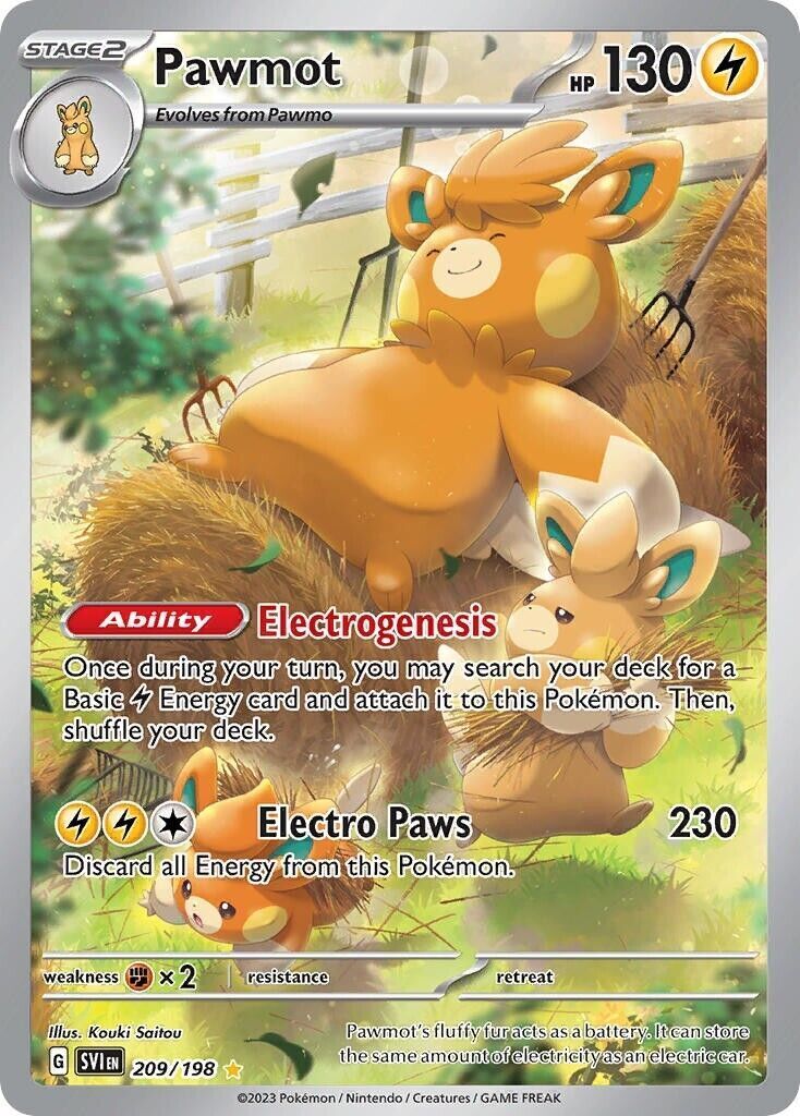 Pawmot 209/198 Scarlet & Violet Base Illustration Rare Pokemon Card Mint/NM