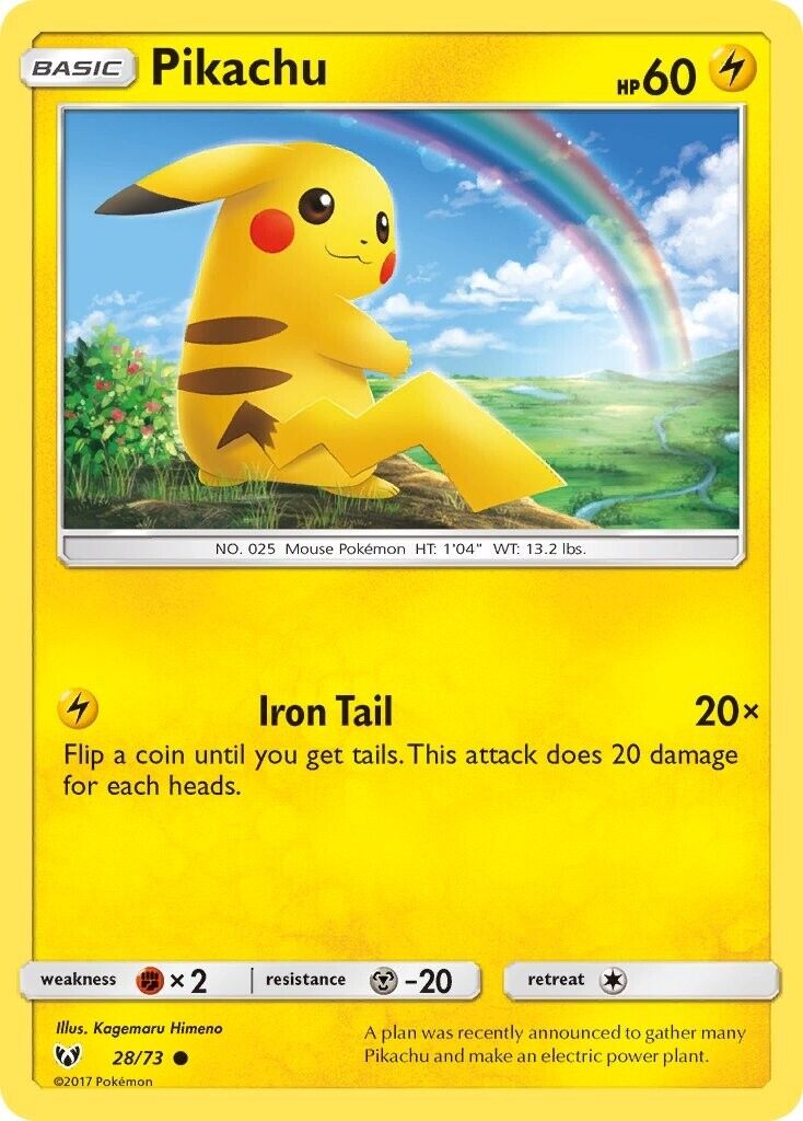 Pikachu 28/73 Shining Legends Holo Pokemon Card NM