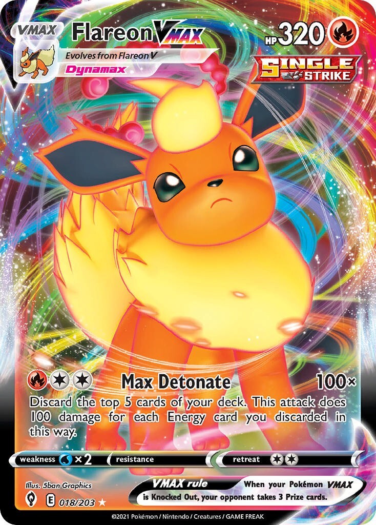 Flareon VMAX 018/203 Evolving Skies Full Art Pokemon Card Mint/NM