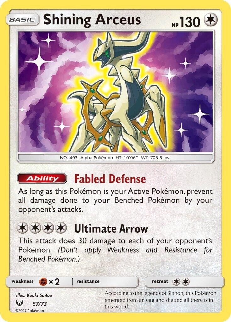 Shining Arceus 57/73 Shining Legends Shiny Pokemon Card NM