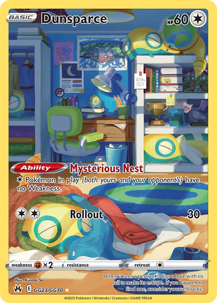 Dunsparce GG23/GG70 Crown Zenith Galarian Gallery Pokemon Card NM