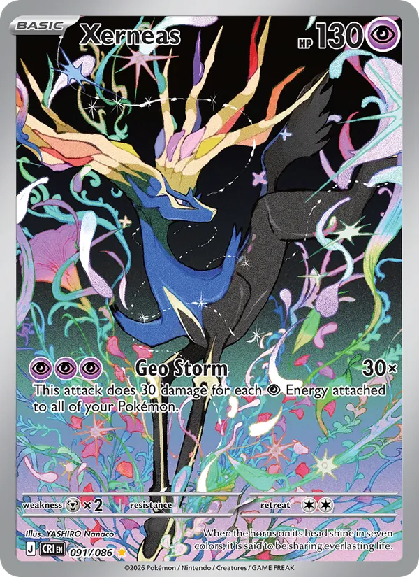 Xerneas 091/086 Chaos Rising Illustration Rare Pokemon Card NM