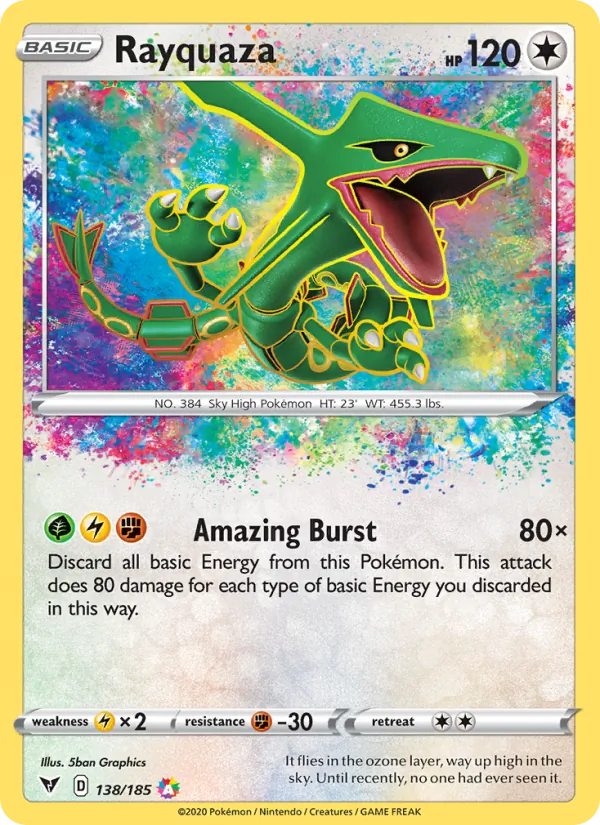 Rayquaza 138/185 Vivid Voltage Amazing Rare Pokemon Card NM