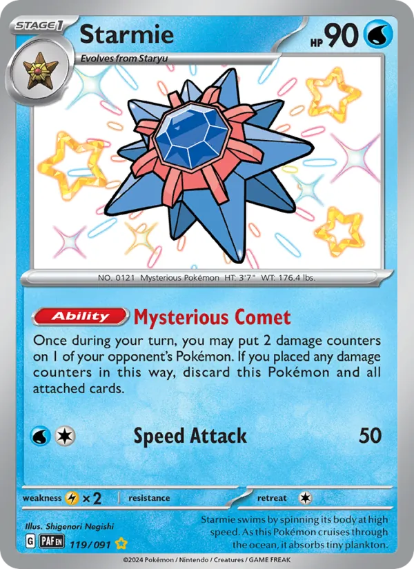 Starmie 119/091 Paldean Fates Shiny Pokemon Card NM