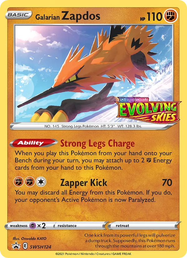 Galarian Zapdos SWSH124 Black Star Promo Pokemon Card NM