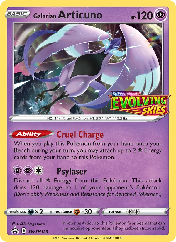 Galarian Articuno SWSH123 Black Star Promo Pokemon Card NM