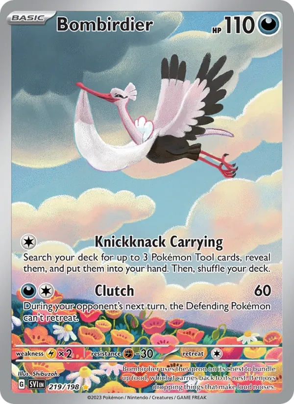 Bombirdier 219/198 Scarlet & Violet Base Illustration Rare Pokemon Card NM