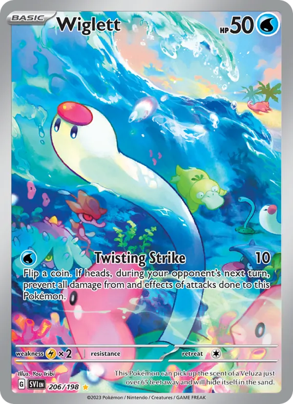 Wiglett 206/198 Scarlet & Violet Base Illustration Rare Pokemon Card NM