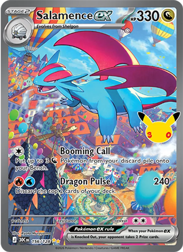 Salamence ex 156/128 30th Celebration Special Illustration Rare Pokemon Card NM