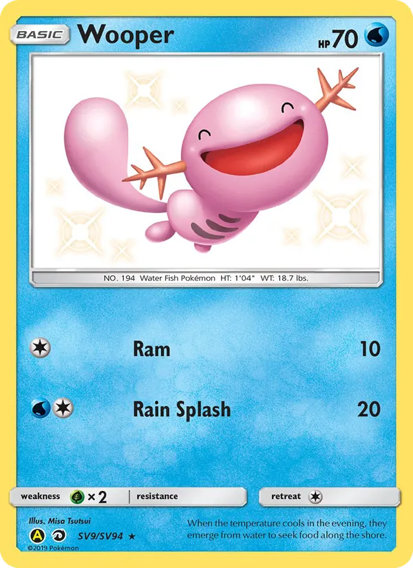 Wooper SV9/SV94 Hidden Fates Shiny Vault Shiny Pokemon Card NM