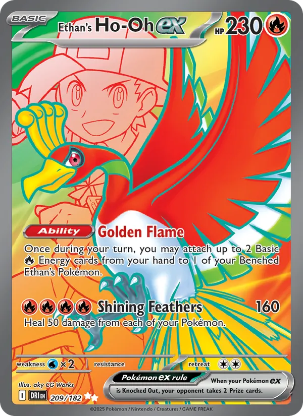 Ethan's Ho-Oh ex 209/182 Destined Rivals Full Art Pokemon Card NM