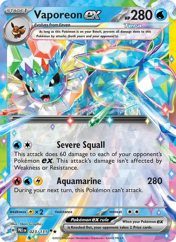 Vaporeon ex 023/131 Prismatic Evolutions Pokemon Card NM