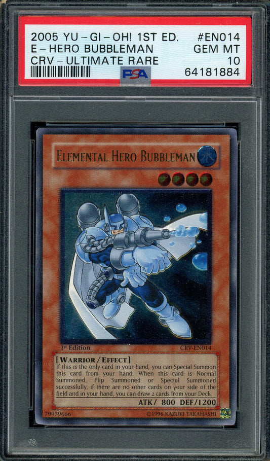 Elemental Hero Bubbleman CRV-EN014 1st Ed Ultimate Rare PSA 10 Yugioh Card
