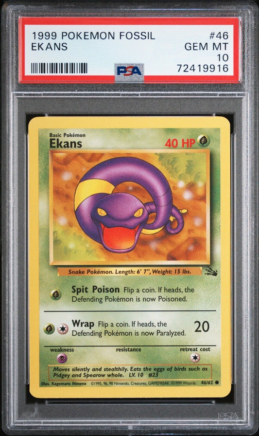 Ekans 46/62 Fossil PSA 10 Pokemon Card WOTC