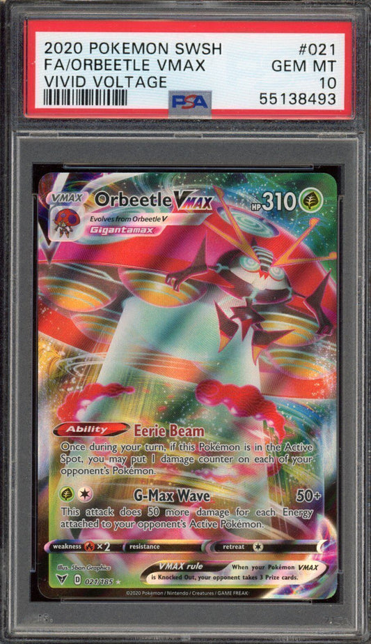 Orbeetle VMAX 021/185 Vivid Voltage Full Art PSA 10 Pokemon Card