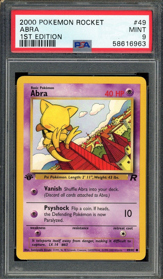 Abra 49/82 Team Rocket 1st Edition PSA 9 Pokemon Card WOTC