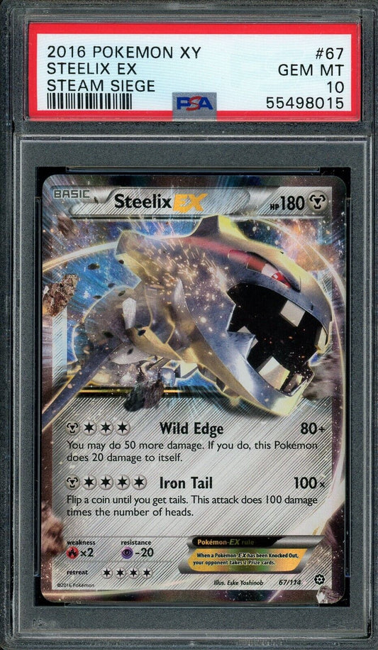 Steelix EX 67/114 XY Steam Siege Ultra Rare Holo PSA 10 Pokemon Card