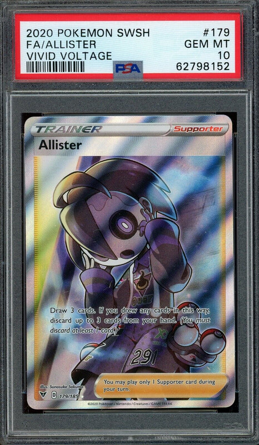 Allister 179/185 Vivid Voltage Full Art Trainer PSA 10 Pokemon Card
